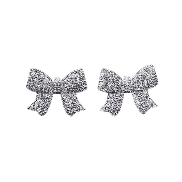 Sparkling Diamond Bow Stud Earrings - Picture 4 of 4